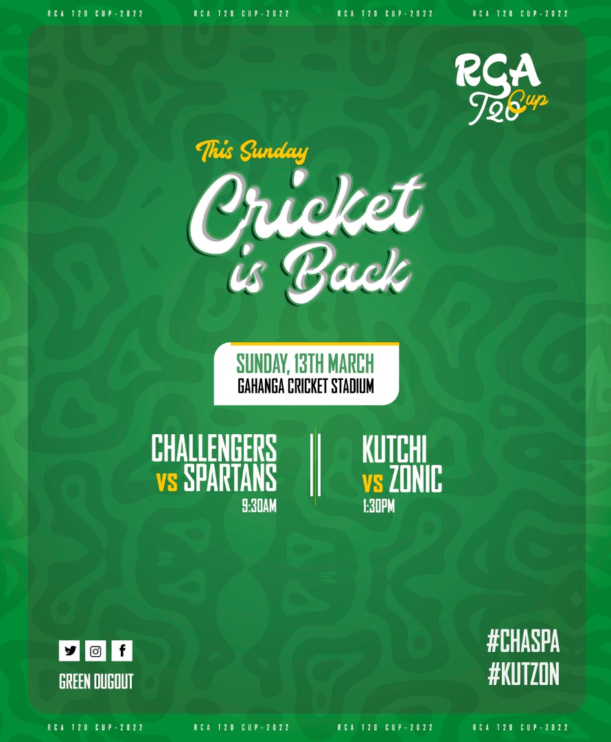 dondarchive's tweet photo. After over 2 years, now this Sunday 🇷🇼Cricket league is Back, come all 🏏🏆
#Ntimucikwe join me
Div 1🏟 Gahanga Stadium
Div 2🏟IPRC Kicukiro Oval
#GreenDugout @RwandaCricket @RwandaHealth @Rwanda_Sports @AuroreMimosa
@CharlesHaba https://t.co/Nz5YBeRvaR