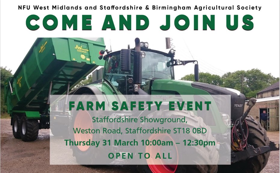 Thanks @NFUWestMids &amp; <a href="/NFUShrops/">NFU Shropshire</a> for this event invite. There are terrifying statistics about deaths and injuries in the farming industry.