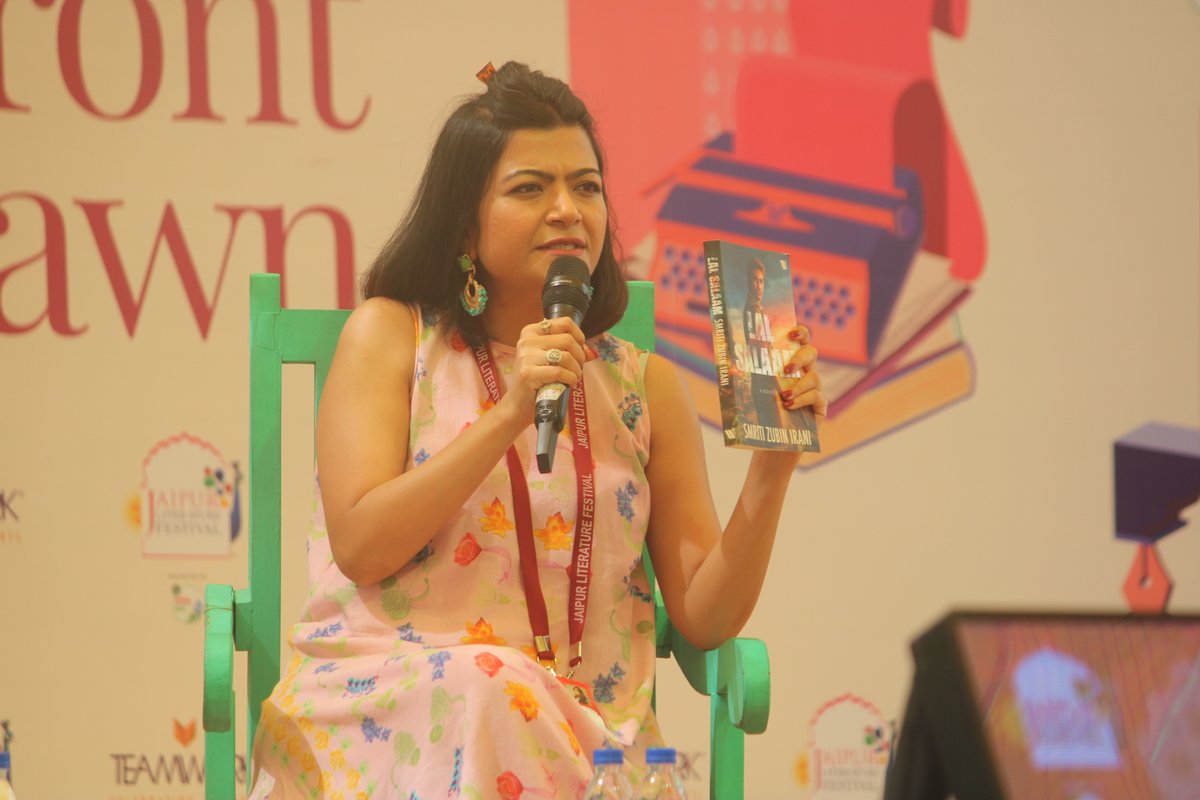 JaipurLitFest's tweet photo. We are LIVE in Jaipur!
The multifaceted politician, former actor and Union Minister @smritiirani’s debut novel ‘Lal Salaam’, is based on the tragic killing of seventy-six CRPF personnel in Dantewada in April 2010. @PragyaTiwari @Oneindia https://t.co/wNU1l5mCU5