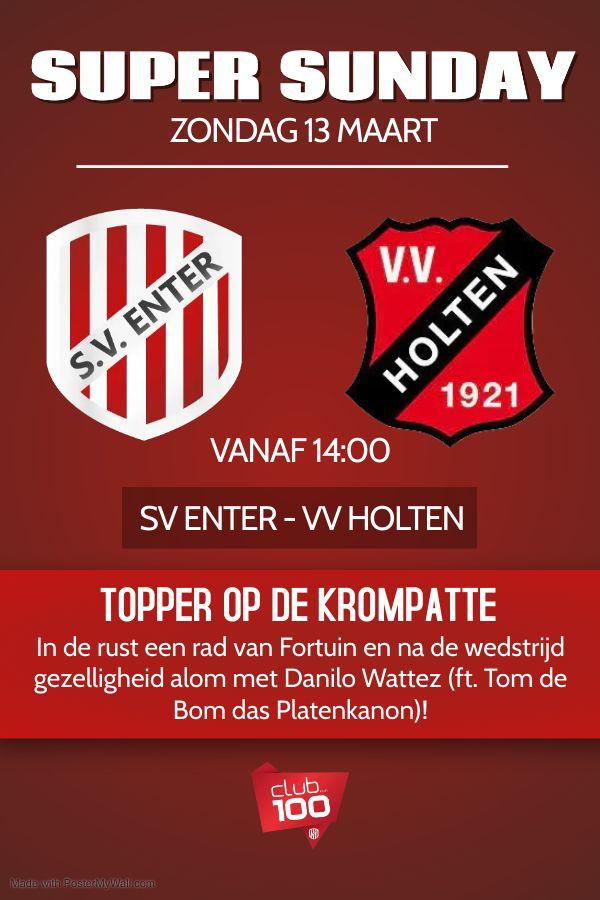sventernieuws's tweet photo. MATCHDAY - sv Enter speelt vanmiddag (14 uur) de topper en derby tegen @Vvholten
Komt allen naar sportpark Krompatte. 
#svehol
#weekendtopper
#amateurvoetbal 
#voetbalintwente https://t.co/Ve8qOuRZ2x
