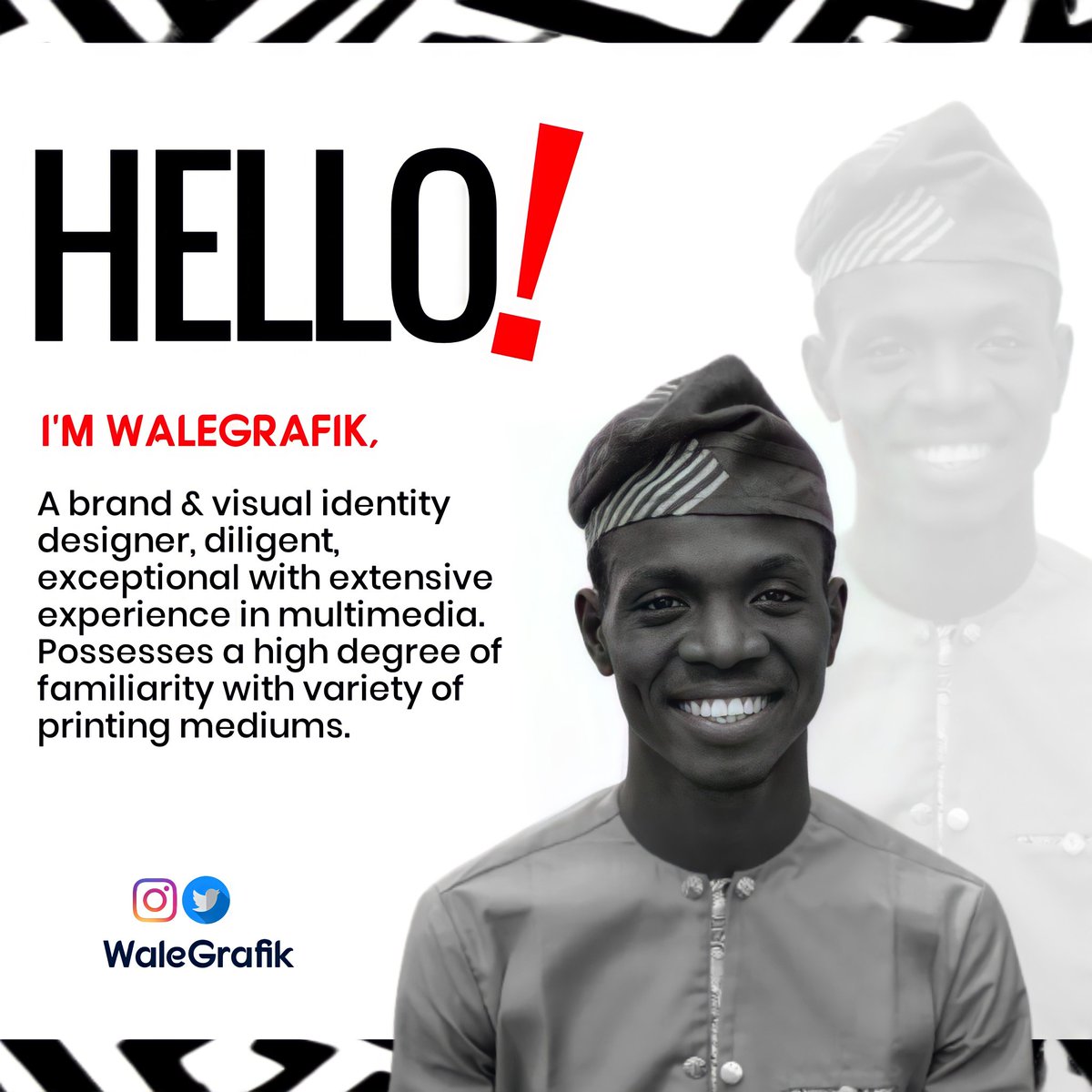 Walegrafik's tweet photo. Looking for a designer to make your brand standout in the competitive world, here is the veteran in graphic that will cut your clothes according to your size.
Send a dm📲
#brandidentity #branddesigner #graphicdesign #visualart #visualidentity #designfamily #Creative #Lagos #Ogun https://t.co/XONXZfri51