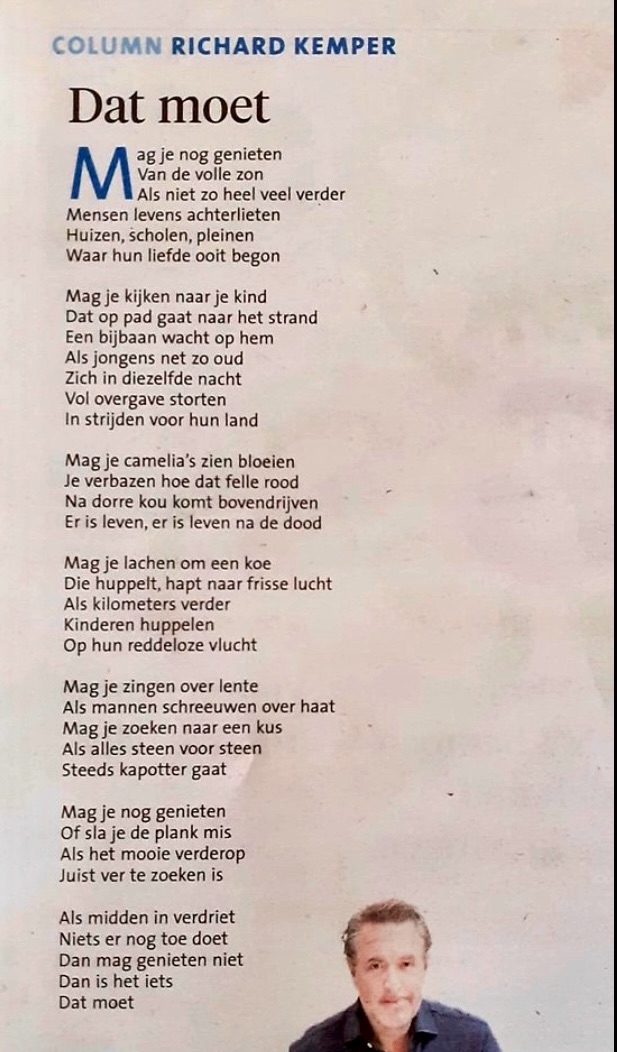 Kemper’s Column! Een beetje anders dit keer, omdat alles anders is. Elke week in Haarlem Dagblad, Leidsch Dagblad, Gooi- &amp; Eemlander, Noord-Hollands Dagblad, Dagblad De Limburger en IJmuider Courant.