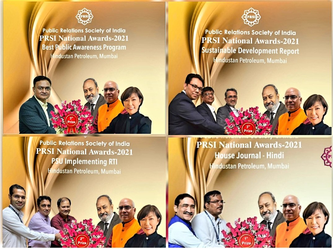 Hindustan Petroleum Corporation Limited (@hpcl) on Twitter photo #HPCL sweeps PRSI National Awards'21 with 14 Awards in all in various categories-
~COVID-19 Management Excellence
~CSR Implementation
~Special Prestige Publication
~Public Awareness Program-LPG
~House Journal-Hindi
~RTI
~Sustainable Development Report
<a href="/HardeepSPuri/">Hardeep Singh Puri</a> <a href="/Rameswar_Teli/">Rameswar Teli</a> #HPCL sweeps PRSI National Awards'21 with 14 Awards in all in various categories-
~COVID-19 Management Excellence
~CSR Implementation
~Special Prestige Publication
~Public Awareness Program-LPG
~House Journal-Hindi
~RTI
~Sustainable Development Report
<a href="/HardeepSPuri/">Hardeep Singh Puri</a> <a href="/Rameswar_Teli/">Rameswar Teli</a>