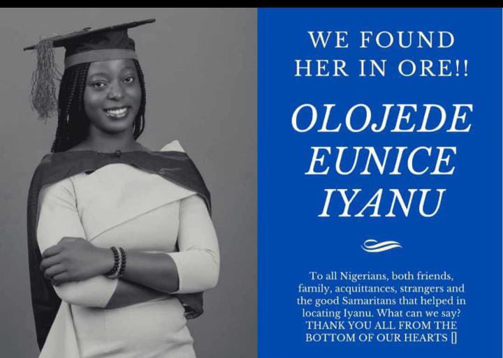 kunle_kenny's tweet photo. UPDATE!!! She has been found!!!! 😭😭😭😭😭. Thank you Jesus!!!! Thank you Jesus!!!! 😭😭😭😭😭 Thank you Jesus!!! God!!! I thank you!!! 😭😭😭😭. Thank you to everyone who prayed and continued praying. https://t.co/27kl02jLPm