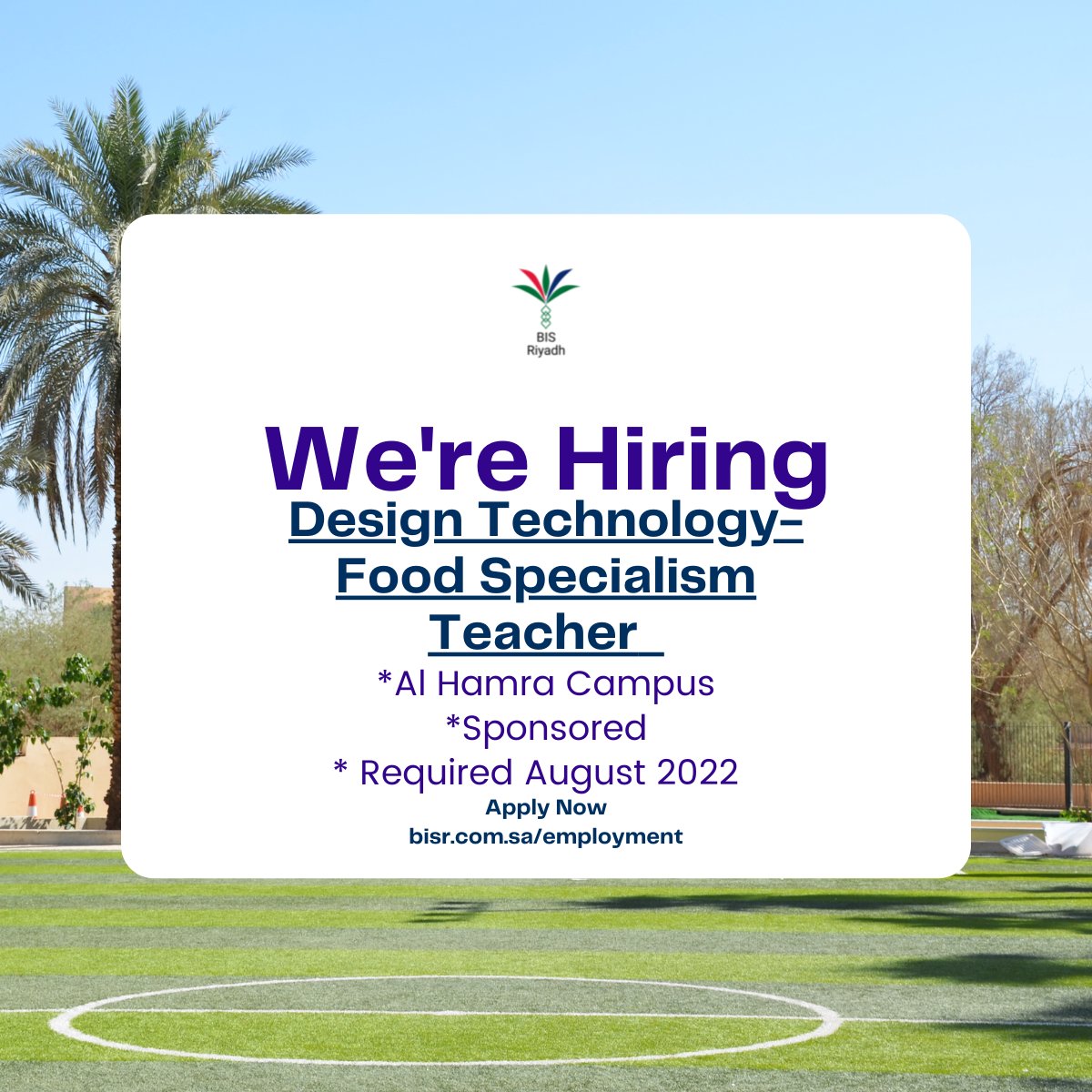 bisriyadh's tweet photo. We are hiring - we would love you to join our #BISRFamily - please visit our website for more details and information on how to apply. https://t.co/9rbbF0f4xH