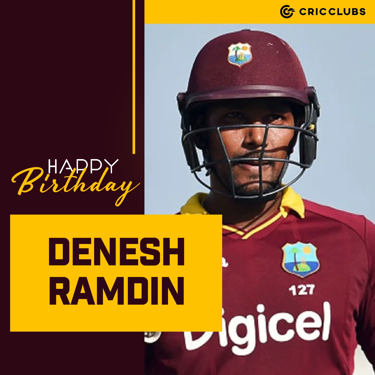 Here\s wishing the West Indian keeper batsman \Denesh Ramdin\ a very Happy Birthday 