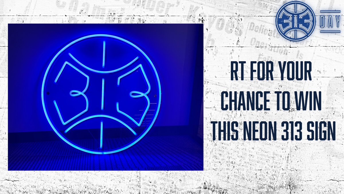 DetroitPistons's tweet photo. RT for a chance to win this neon 313 sign because it wouldn't be #Pistons313Day without a 3:13AM giveaway. Winner will be notified by DMs before tip-off today.

It's gonna be lit y'all. See what all we have planned: https://t.co/UCYAzxH8e1 https://t.co/UOxeQPBY3l