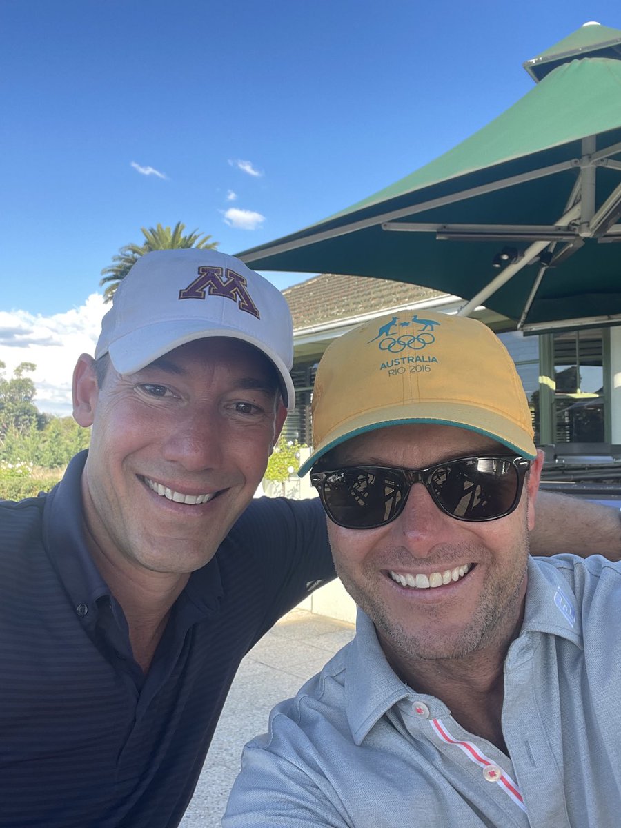 BradJamesgolf23's tweet photo. @GopherMGolf always good to catch up with a fellow Gopher! #onceagopheralwaysagopher https://t.co/FboMDGSwWH