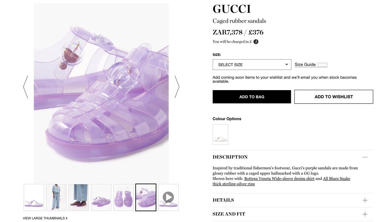 BrentLindeque's tweet photo. Gucci are bringing back “Jelly Sandals”… at R7,378 a pop.

And discuss. https://t.co/ij1oAXp7vq
