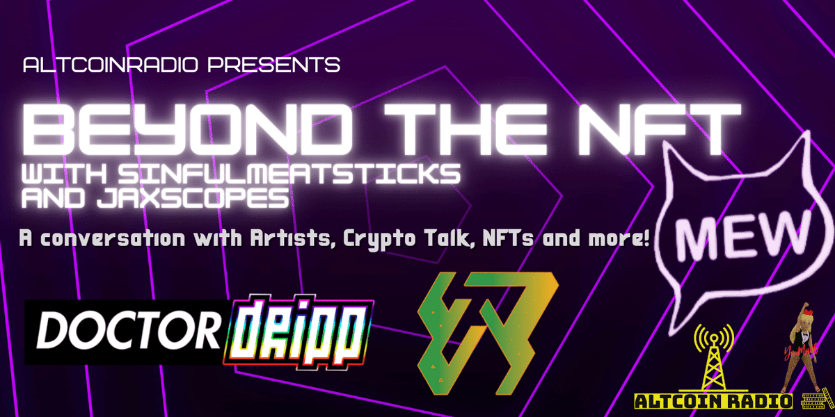DOCTORdrippNFT's tweet photo. Tune in Monday night (7pm PST/10pm EST) while I vibe out with some of my favorite metaverse friends!
@SinfulMeatStick @JAXX_DCL @mr_j_1987 @MrW_1981 @y_youmack @RadioAltcoin
You can RSVP & add to calendar using the link below <3
https://t.co/D8zIWInh4g https://t.co/3SS48aF9Gh