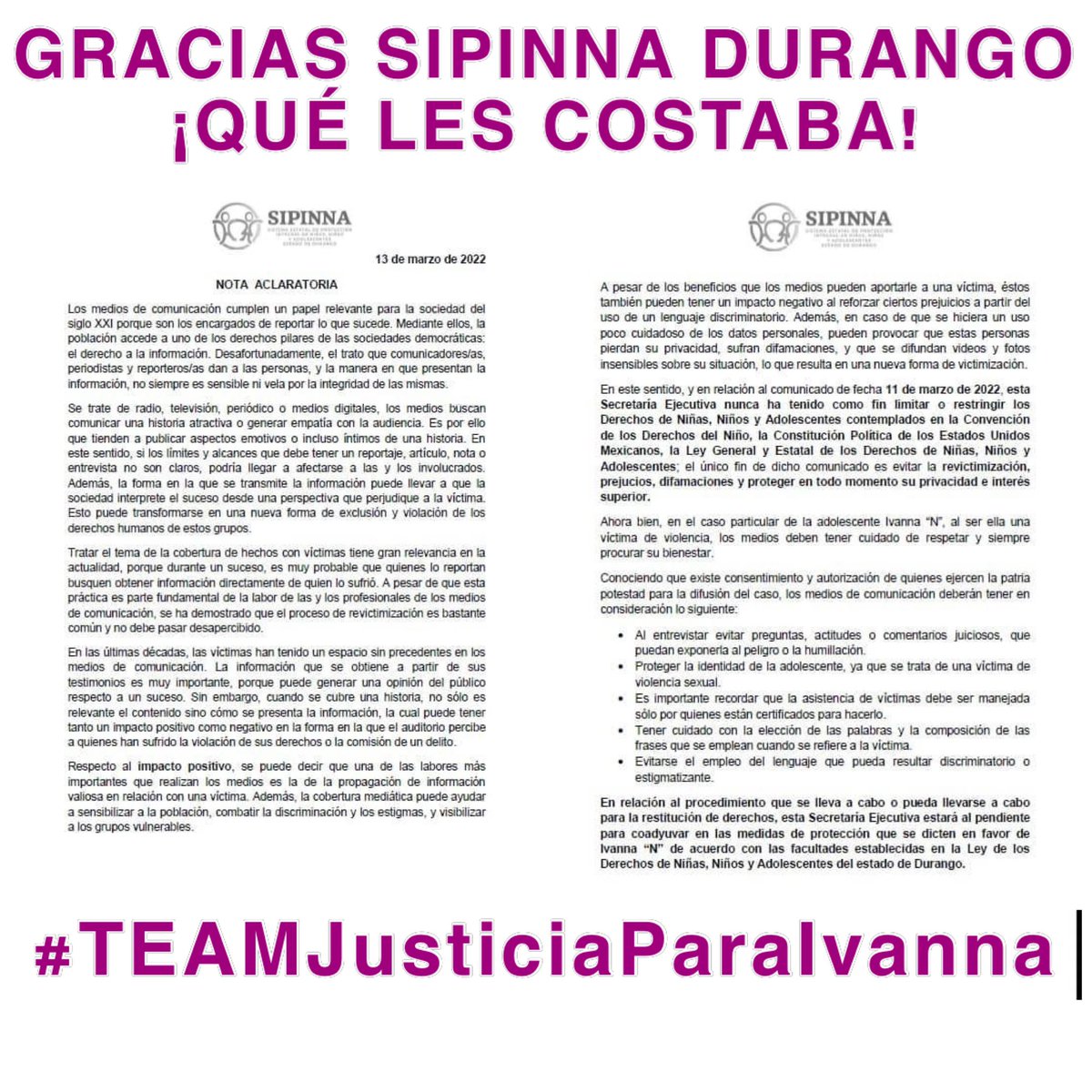 ¡Gracias @SIPINNADgo! ¡Qué les costaba! Ya en serio, muchas gracias <a href="/ArmandoDelCast7/">Armando Del Castillo</a> por sumarte al #TeamJusticiaParaIvanna.

#JusticiaParaIvanna.

Me has devuelto una bocanada de aire para confiar en algunas instituciones.

¿Ya viste @IvannaSotto? Es de sabios cambiar de opinión