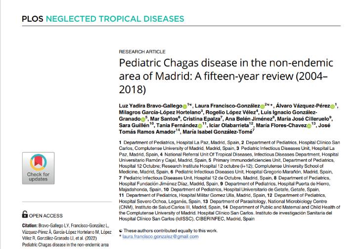 seipweb's tweet photo. #PapersSEIP Pediatric Chagas disease in the non-endemic area of Madrid: A fifteen-year review (2004-2018). PLoS Negl Trop Dis. 2022 Feb 24;16(2):e0010232. doi: 10.1371/journal.pntd.0010232. PMID: 35202395; PMCID: PMC8903257. https://t.co/VgZbsJpCre