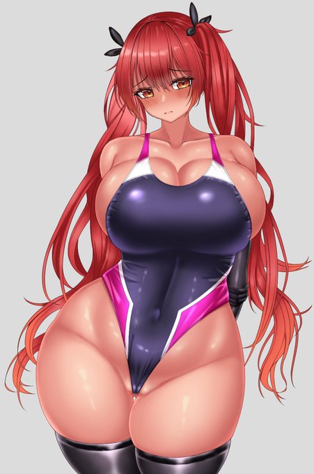 ぱつぱつ競泳水着ホノルル #アズールレーン #ホノルル(アズールレーン) #競泳水着 #むちむち #巨乳 #ふともも #長手袋  