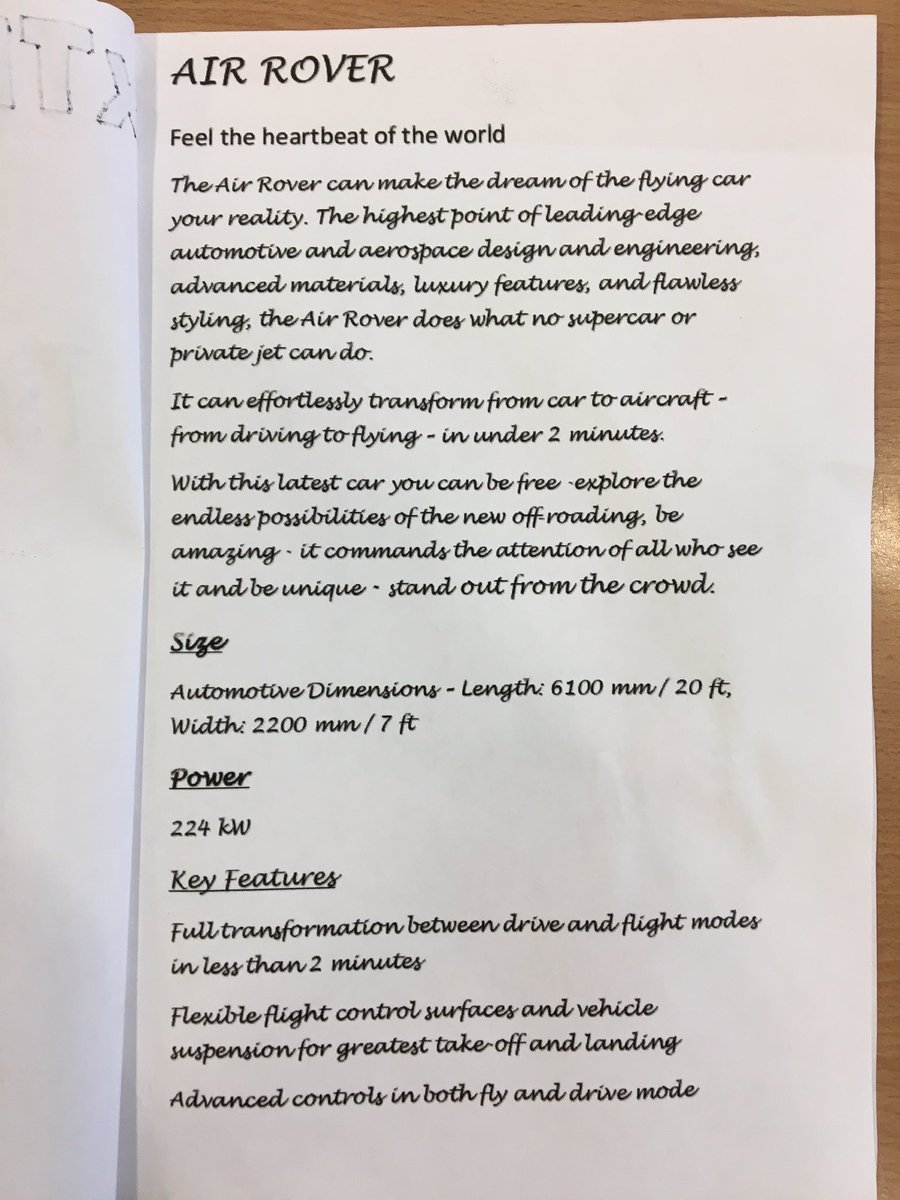 Some incredible @Reading_Rampage extra challenge projects submitted by Y7 students. 
😍Thoughtful new cover design for A Kind of Spark @BooksandChokers 
🤩Detailed design notes for an Air Rover, inspired by Troofriend @KirstyApplebaum 
@RusheyMeadAcad @MrSASGeog @rusheymeaddnt