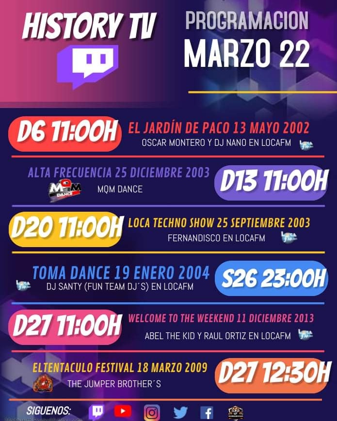 HistoryRadio's tweet image. Hoy a las 11:00 tenemos otra cita con el pasado.Hoy compartiremos a traves de nuestro perfil en twitch un programa de Alta Frecuencia en la desaparecida MQM Dance que hubo en Madrid.
No os lo perdais🎉🎊🎉