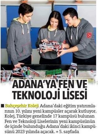 BAHCESEHIRADANA's tweet photo. “Bahçeşehir Kolejinden Adana’ya Fen ve Teknoloji Lisesi”

(Çukurova Posta, Hürriyet Çukurova) https://t.co/M8SWTH5S3l