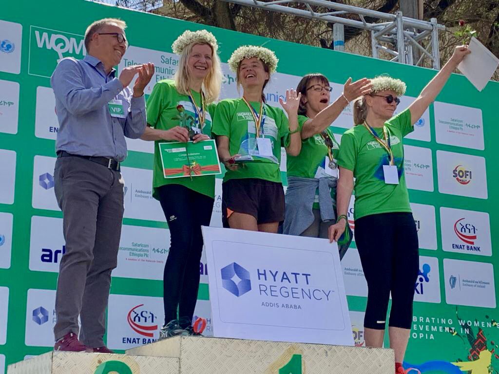 BNMarkussen's tweet photo. Women First 5km 2022 this morning in #AddisAbaba. I ran for every girl and woman to #BreakTheBias #IWD2022! Was lucky finishing 3rd in the Female Ambassador’s Competition. Many thanks to all women in the run! @greatethrun @SahleWorkZewde @HaileGebr @EUtoAU @DKambInAddis #AUEU https://t.co/ccFKB50Uag