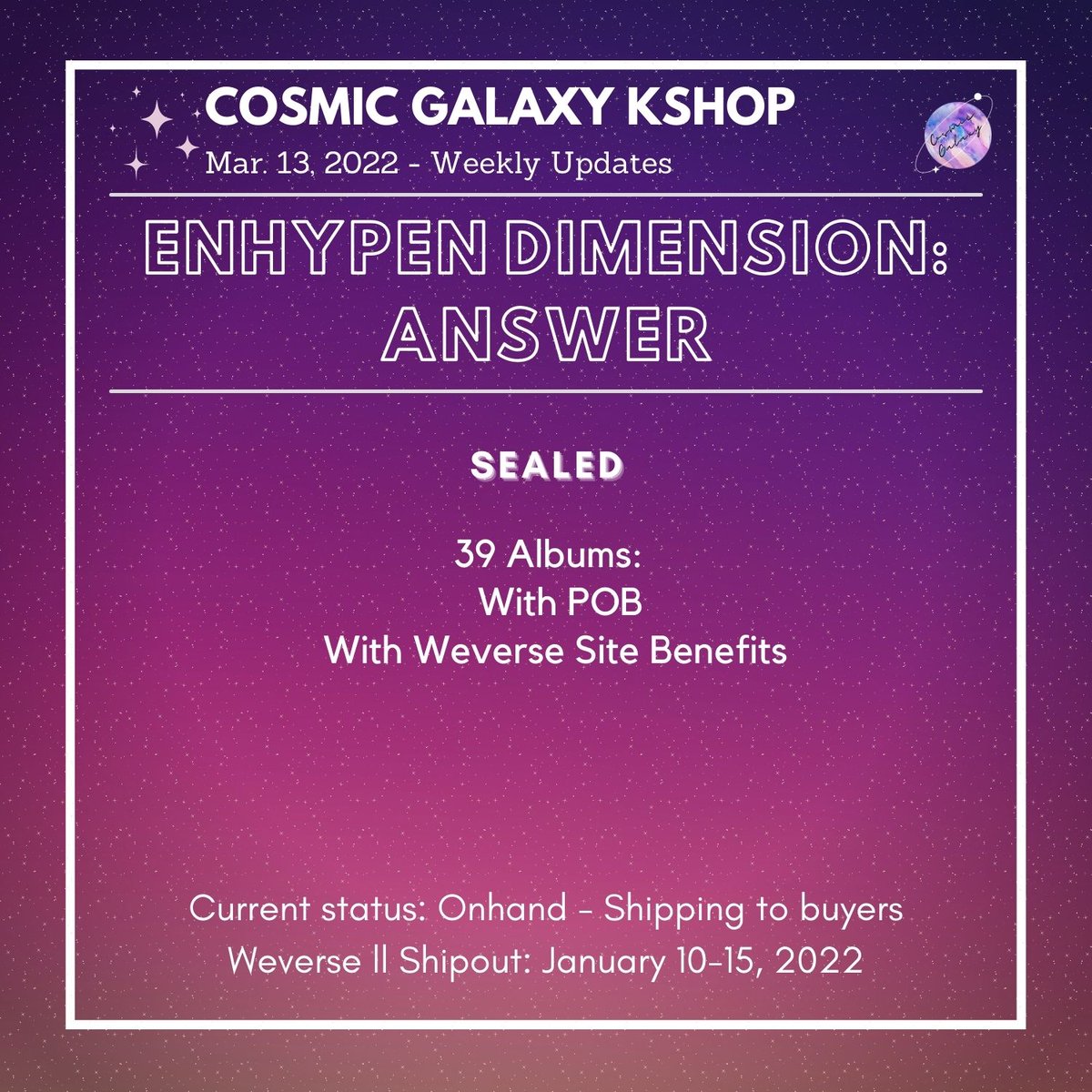 CGKShop's tweet photo. #CG_WeeklyUpdates
March 13, 2022 - Weekly Updates
🌟EN- D:A
🌟EN- MemKit
🌟BP Special Gift
🌟NCT 2021 Universe
🌟Dicon PC 101
💟For ongoing lapags:
check #/CG_Ongoing
💟For weekly proofs:
check #/CG_WeeklyProofs
💌DM for concerns and clarifications https://t.co/m0zX9Ie5UE