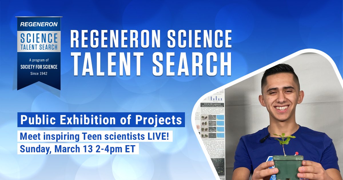 Society4Science's tweet photo. Today's the day! Here's your chance to chat with this year's #RegeneronSTS finalists. It all starts at 2pm ET. https://t.co/w6dxeNHNo2 https://t.co/g7ok97nSNo