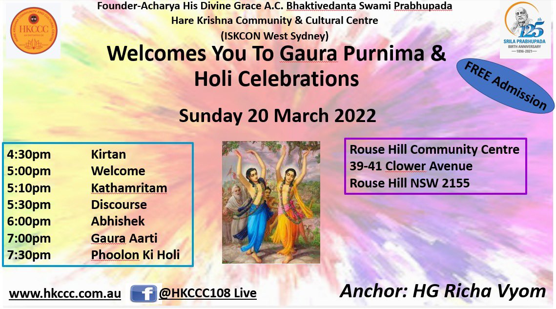 IHkccc's tweet photo. Gaura Purnima &amp; Holi Celebrations https://t.co/XwpOsdhmUA