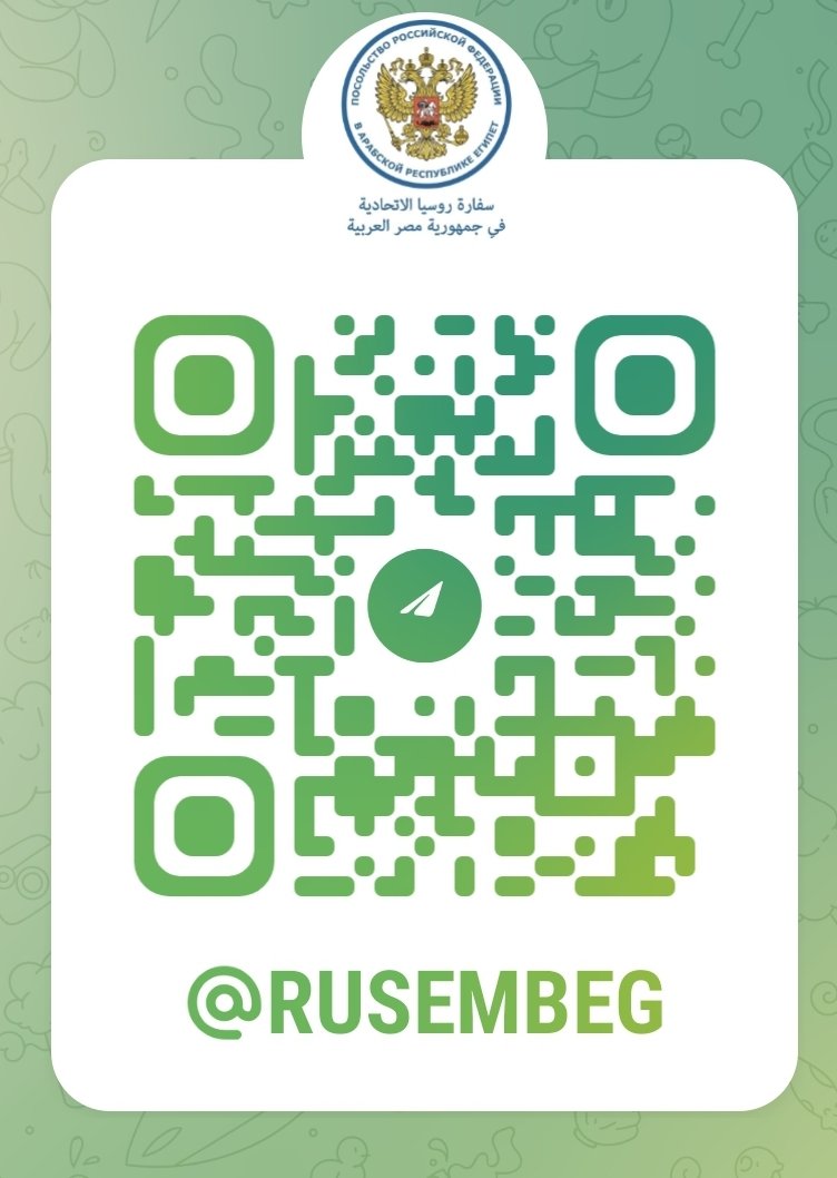 Rusembegypt's tweet photo. أهلا وسهلا بكم إلى قناة Telegram التابعة سفارة 🇷🇺 في 🇪🇬 وصفحتنا في VK! 

اشتركوا وابقوا على الاطلاع على آخر الأخبار حول العلاقات الروسية المصرية والقضايا الحالية ومشاكل المواطنين في الخارج وموقف روسيا على أجندة السياسة الخارجية!
🔗https://t.co/UBYbWMKJSV
🔗https://t.co/5DhtkzVmtd https://t.co/zGYcpTmJKd