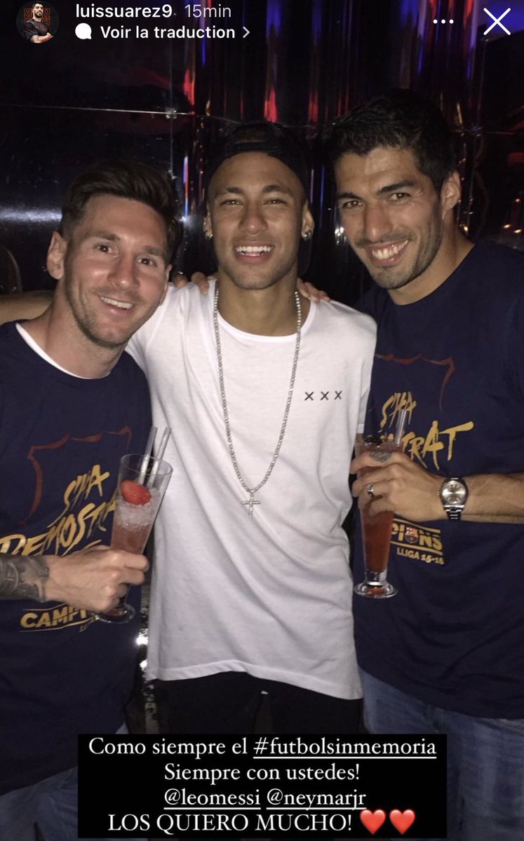 ActuFoot_'s tweet photo. « Comme toujours, le football n’a pas de mémoire.
Messi et Neymar, je suis toujours avec vous. Je vous aime. » ❤️

La story de Luis Suarez sur Instagram. https://t.co/q61DHgnbbw