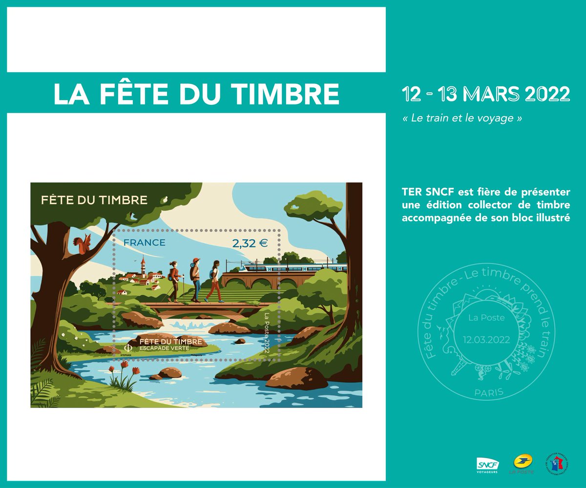 TERPays2LaLoire's tweet photo. ✉️ Ce weekend, c'est la Fête du Timbre ! @TimbresFFAP, en partenariat avec @GroupeLaPoste et #Adphile s'est associé aux équipes #TER pour célébrer les trains régionaux.
👉 RDV dans l'une des 80 villes participantes pour acheter votre #timbre collector ! https://t.co/hwLjSVbd3o https://t.co/jbvRQhqk1O