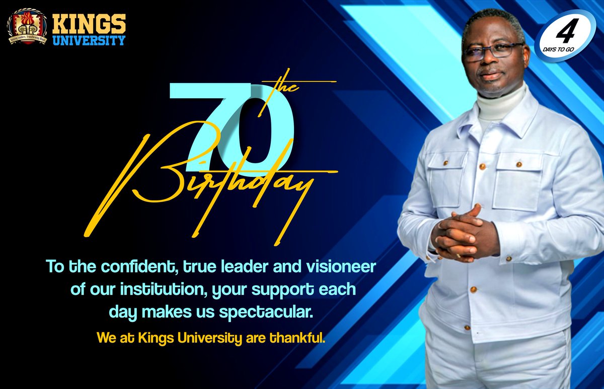 kingsuniodeomu's tweet photo. 4 days to go
#PMat70 #PastorMatthewAt70 #CountdownTo70 #kingsuniversity https://t.co/rjkcKHbUwN