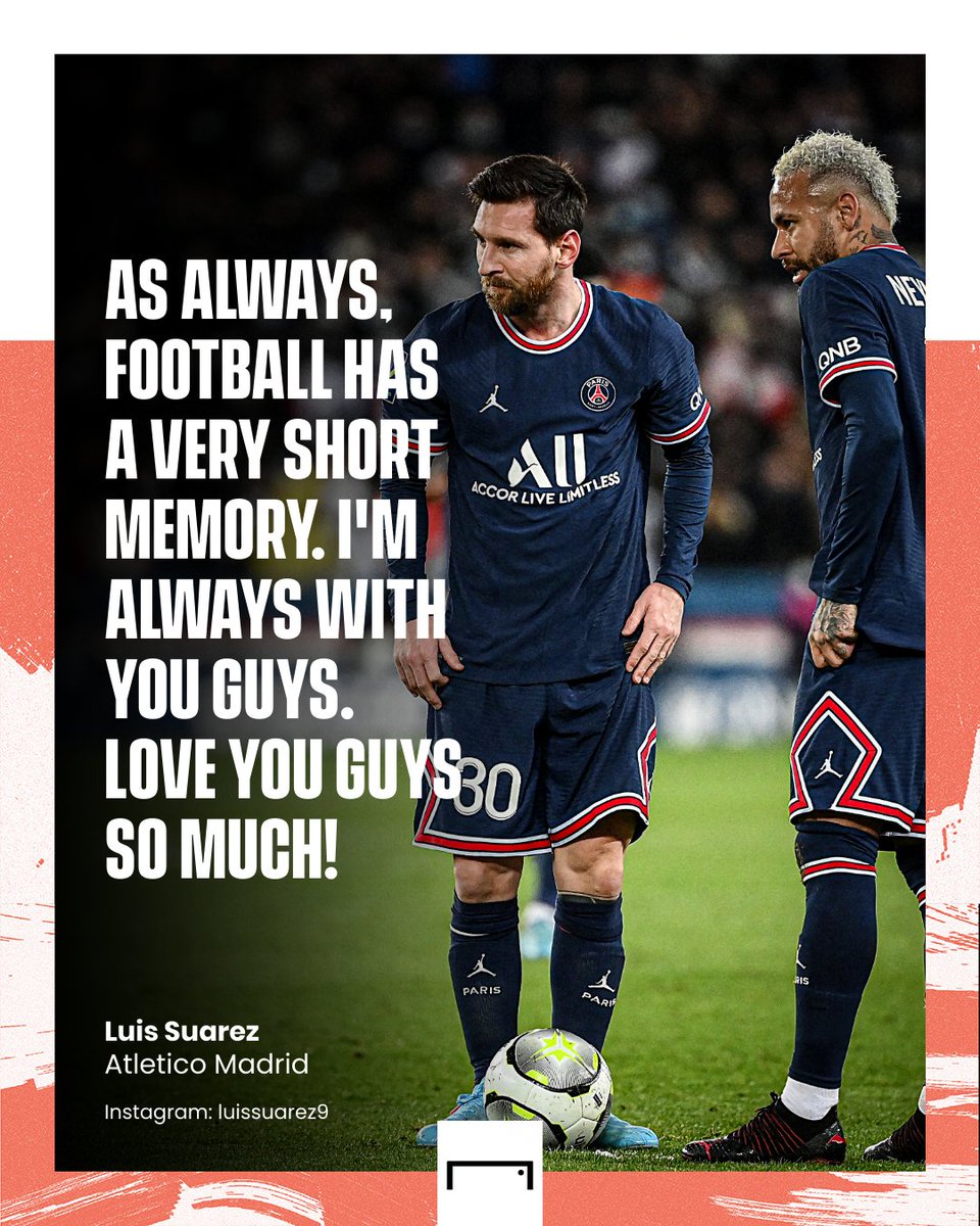 Luis Suarez sent his support to Lionel Messi and Neymar after the pair were booed at home 👊

MSN forever.