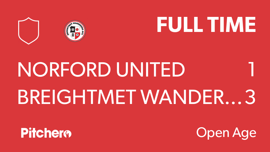 TheWanderersAFC's tweet photo. FULL TIME: Norford United 1 - 3 Breightmet Wanderers AFC
#NORBRE #Pitchero
https://t.co/eqfXMaQaXo https://t.co/q3R1E8dWwz
