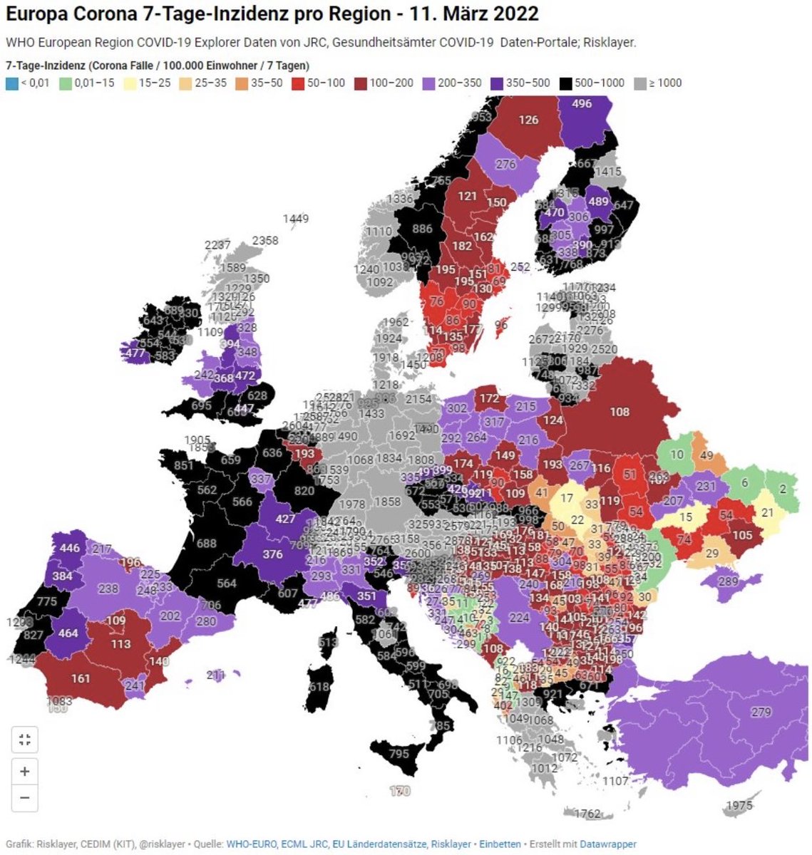 Deutschland hat jetzt höchste Corona Inzidenz in Europa. Tendenz steigt, viele Tote. Ungeimpfte sollten sich dringend impfen lassen. Geimpfte sind jetzt oft unvorsichtig. Sie wissen, dass sie sich infizieren können, aber meist nicht schwer erkranken. Ungeimpfte jetzt schutzlos