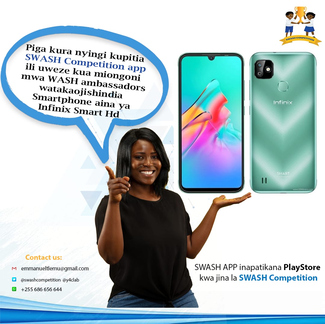 Y4CLab's tweet photo. Zimebaki siku 9 tu!💥

Piga kura yako sasa kupitia #SWASHcompetitionApp uwe miongoni mwa mabalozi 5 bora wa usafi watakaojishindia Sim janja💥

@hellenMaziku @UNICEFTanzania @coict_udsm @EmaSuleTheGreat @tranceTeo @Geuyah @AgnithaJ @JohnMbundi https://t.co/AAfccAjGmH