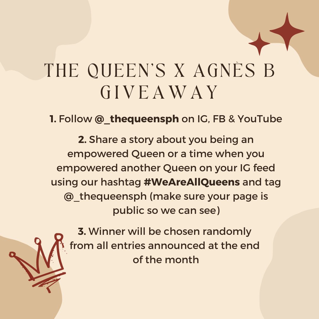 To celebrate 💕 Women's Month 💕 and to thank all of you Queens 👑 for being so supportive of us and each other, we are giving away this stunning bag from agnès b! 👜

#WeAreAllQueens

<a href="/PiaWurtzbach/">Pia Wurtzbach Jauncey</a> 
<a href="/BGuidotti22/">Bianca Guidotti</a> 
<a href="/carlalizardo_/">Carla Lizardo-Sulit ✨</a>