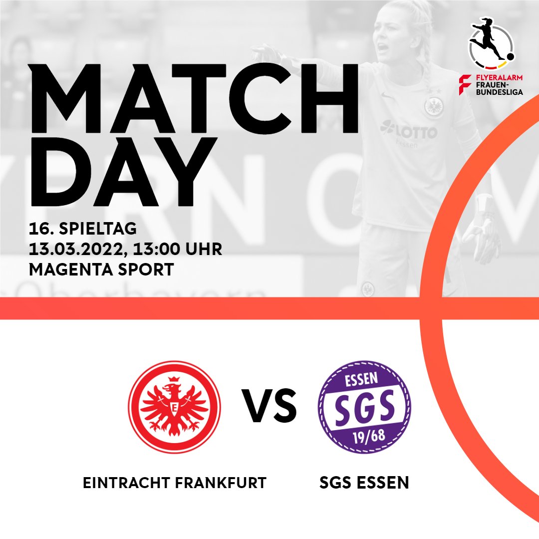 DFB_Frauen's tweet photo. 2️⃣x MATCHDAY am Sonntag 😍

Ab 12:45 Uhr LIVE bei @MagentaTV: @EintrachtFrauen 🆚 SGS Essen und SC Sand 🆚 @bayer04fussball 📺📲 https://t.co/ordIEtuYaI

#DieLiga #SGESGS #SCSB04 https://t.co/osF0SrAwFh