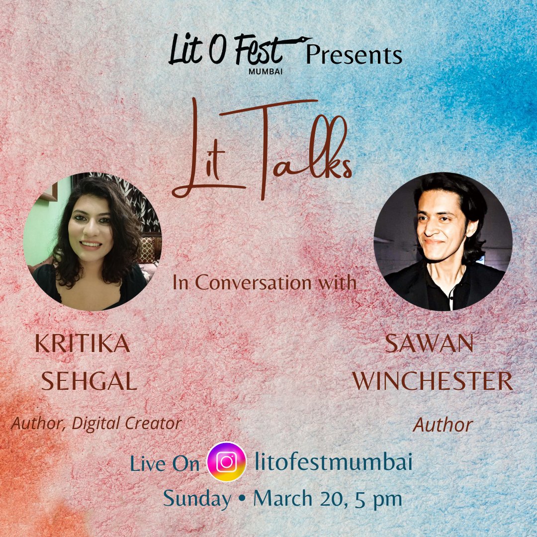 litofest's tweet photo. Lit-O-Fest is delighted share Lit Talks with you all, starting this week. Author Kritika Sehgal will be interacting with our Lit-O-Fest Awardee, Sawan Winchester unveiling insights about Literature and Writing. Do Join this Sunday, 5 pm on Insta Live!
#LitTalks https://t.co/x31JNqNrq3