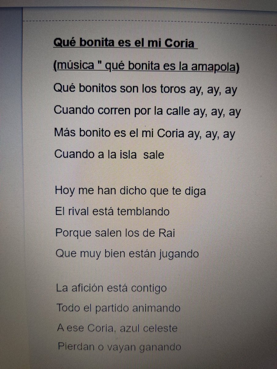 Antoniarroy's tweet photo. Para animar a nuestro Coria https://t.co/MsKnH41CUm