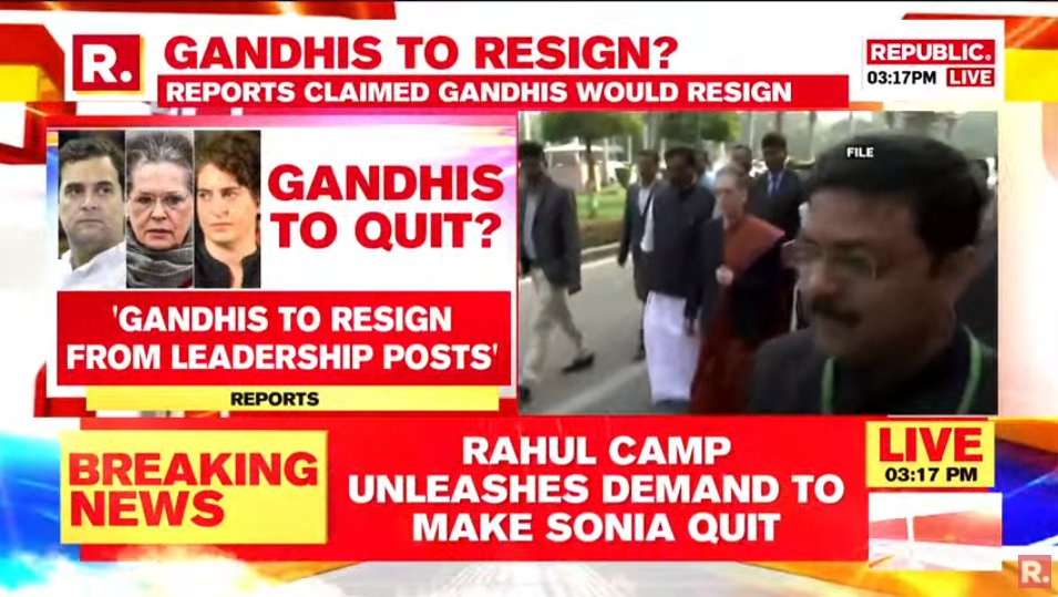 republic's tweet photo. #BREAKING | Rajasthan CM Gehlot demands Rahul Gandhi replace Sonia Gandhi as Congress president; says 'Gandhi family important to strengthen Congress' ahead of key CWC meeting https://t.co/pqudhiQkoD https://t.co/AfVgIBnlV4