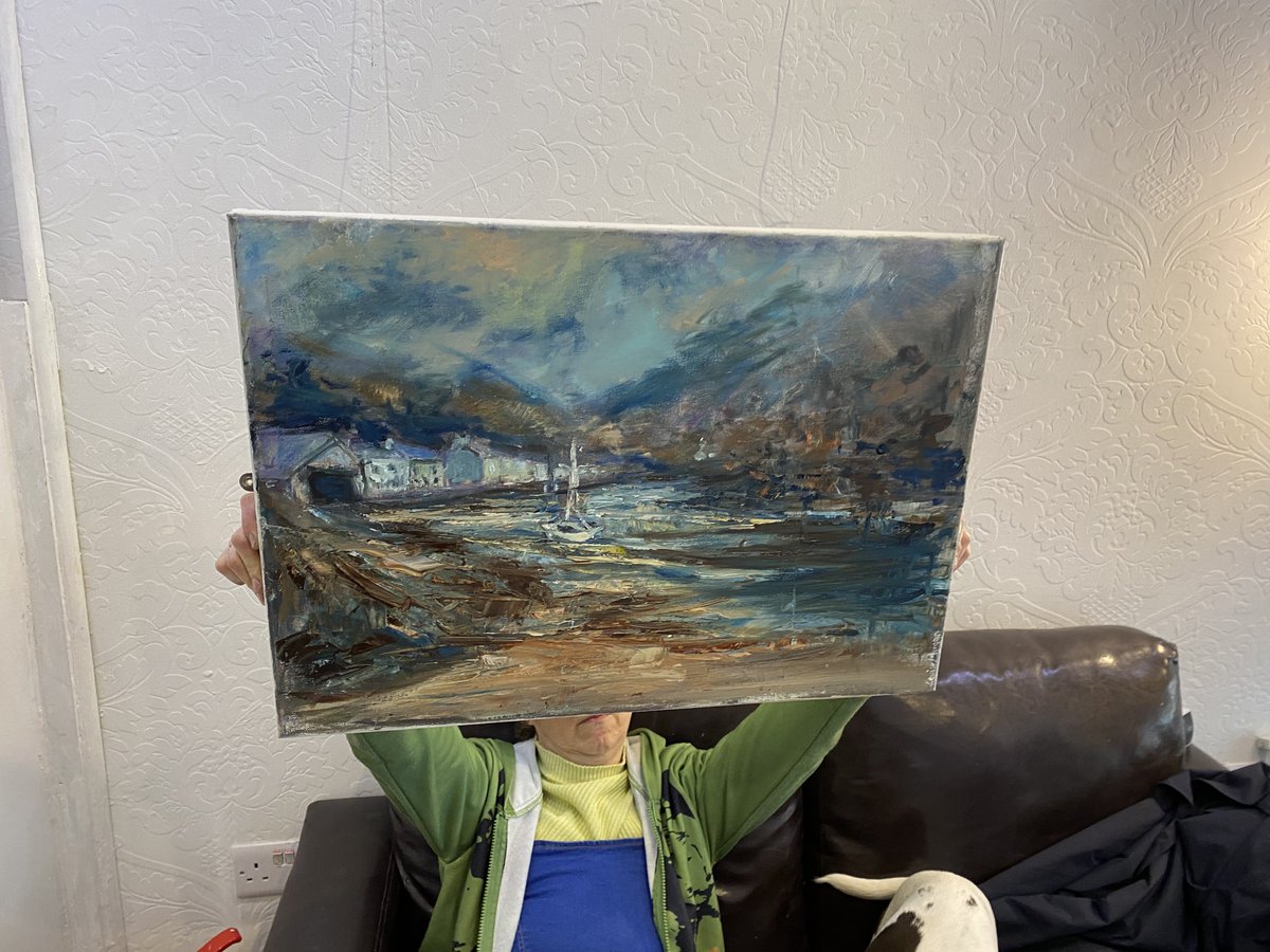 SaraMcKeeFRSA's tweet photo. Lovely afternoon spent with Artist Louise Morgan RCA this week and puppy Pepper. Looking forward to introducing Louise’s work to our Yellow Gallery @LifeFullColour1 soon. Here’s a sneak preview of what’s coming up - it’s absolutely stunning! @Welsh_art @TheRCAConwy @Arts_Wales_ https://t.co/uXL8WAkTGP