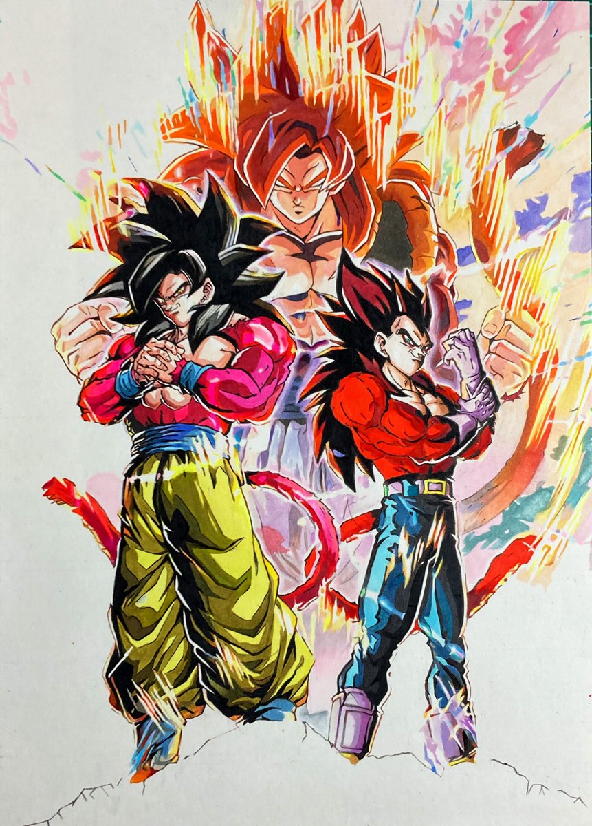 u９０　ドラゴンボールセル画【ゴジータ】背景画・額縁付き u90 ドラゴンボールセル画【ゴジータ】背景画・額縁付き