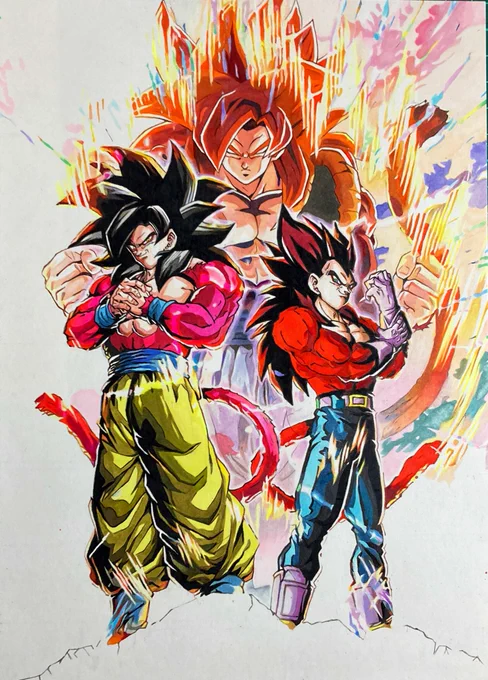 左側の背景も右側みたいな感じで
とりあえずやや適当に塗ります😊
後から元絵に近づける作戦😎✨
 #模写   #ドッカンバトル 