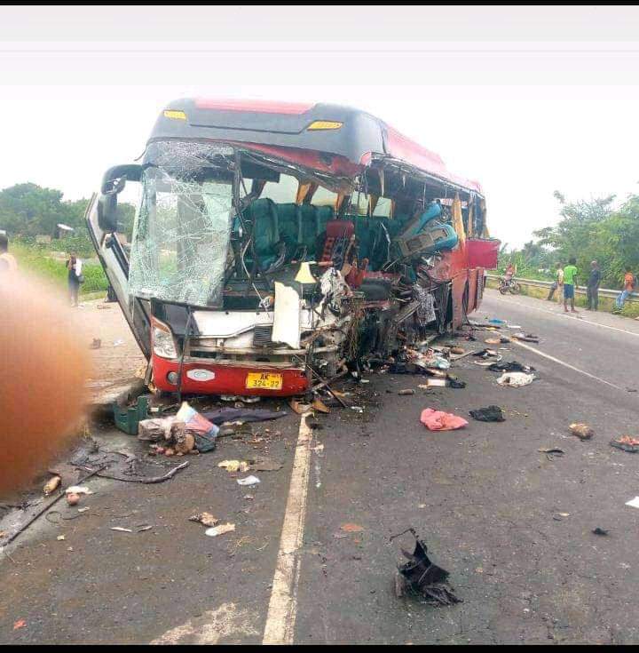 PrinceHenry_PHK's tweet photo. Some students of the University of Education, Winneba involved in a fatal accident in an organized bus from the Eastern Region to Winneba in the Central Region.

9 confirmed dead at the moment while the rest are on admission battling for their lives.
#LetsPrayforThem #PHK #SadDay https://t.co/9CMXyiepPw
