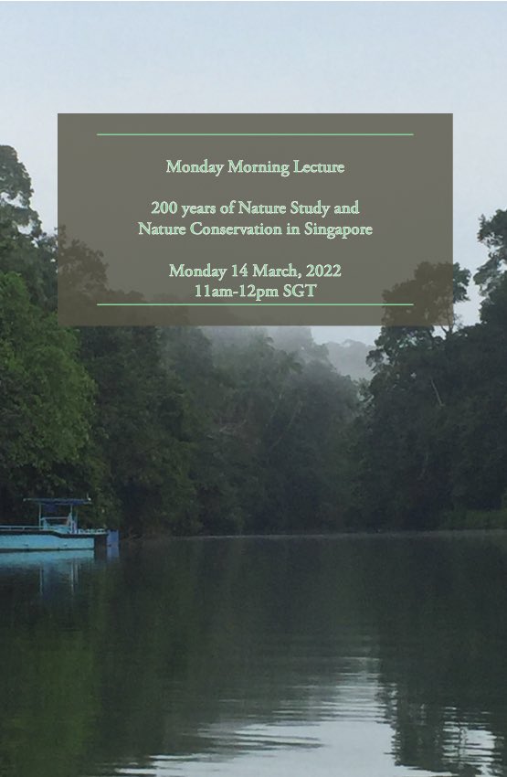 Next MML - 200 years of Nature Study and Nature Conservation in Singapore
Monday 14 March, 2022
11am-12pm SGT; to get more information and to sign up visit our website fom.sg