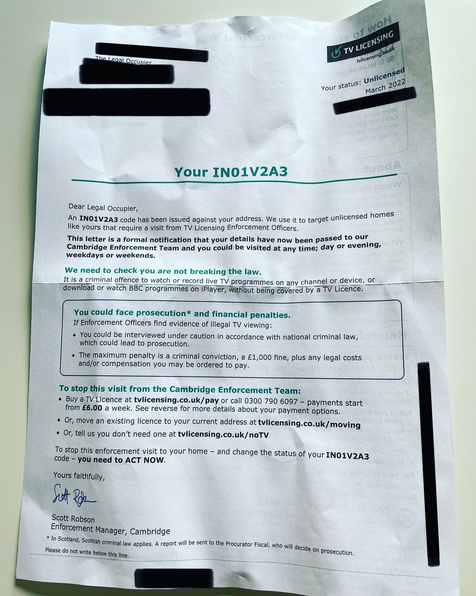 TV Licensing Letter Log (@tvlicensinguk) on Twitter photo 