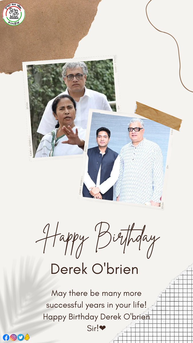 TMCP_Supporters's tweet photo. Happy Birthday to All India Trinamool Congress Leader in Rajya Sabha and renowned quizmaster, @derekobrienmp Sir!🎂 

#TMCPS #MamataBanerjee #AbhishekBanerjee #DerakOBrien #HappyBirthdayDerakSir ❤️ https://t.co/8cqAZbXYwE