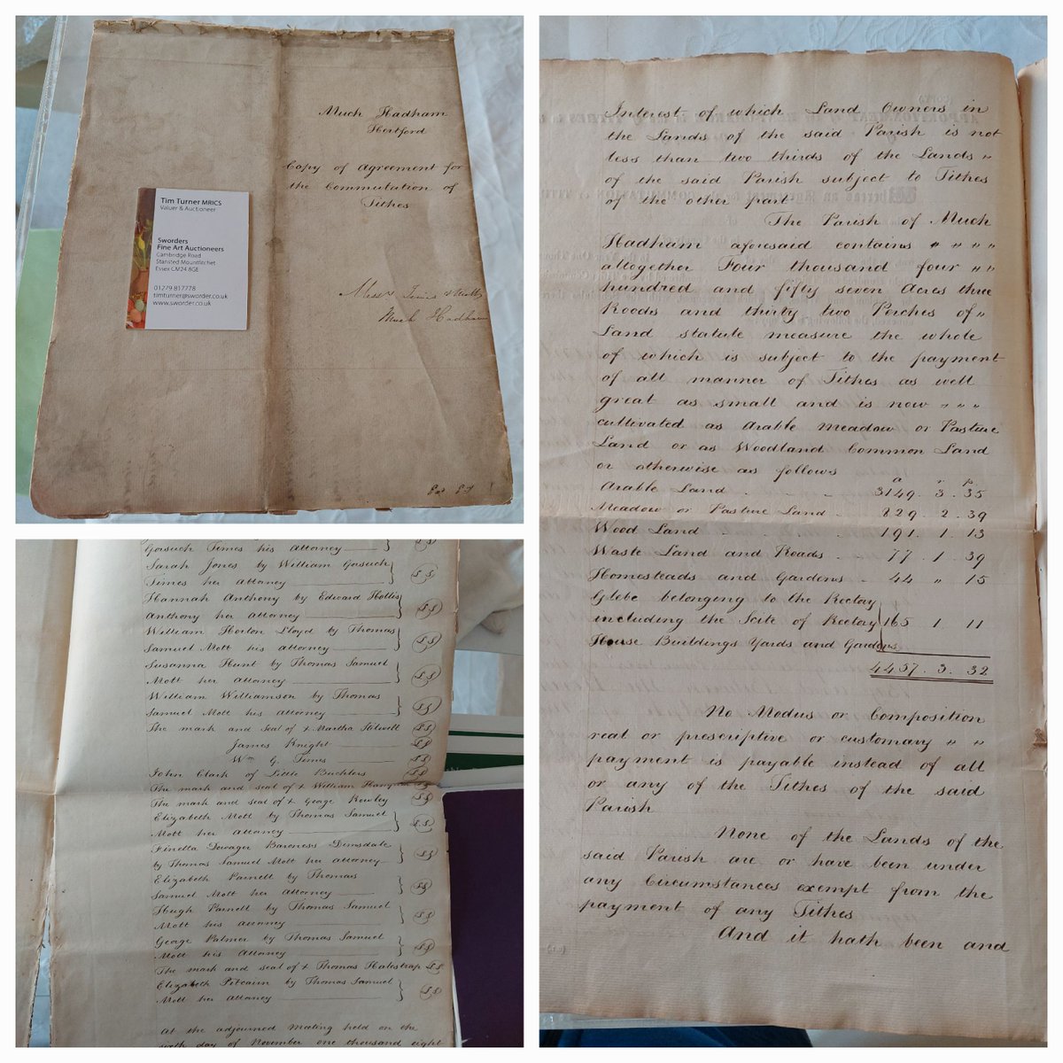 HadhamMuseum's tweet photo. Big thanks to @swordersfineart for dropping off this document at the museum. Very interesting addition to our Tithe material. #hertfordshire #hadham #history #archive #museum #MuseumCollection #loveyourmuseum https://t.co/O2XNAYP4vC