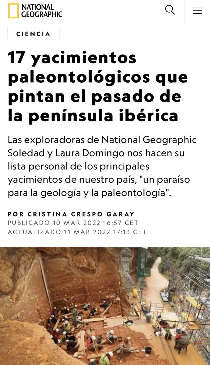 ¿Queréis hacer un recorrido por algunos de los yacimientos paleontológicos más emblemáticos de la península Ibérica? Pues no os perdáis el reportaje publicado por <a href="/natgeoespana/">National Geographic</a> 

nationalgeographic.es/ciencia/2022/0…

<a href="/geologicasUCM/">Facultad de Ciencias Geológicas</a> <a href="/unicomplutense/">Complutense</a> <a href="/IGeociencias/">IGEO (CSIC-UCM)</a>