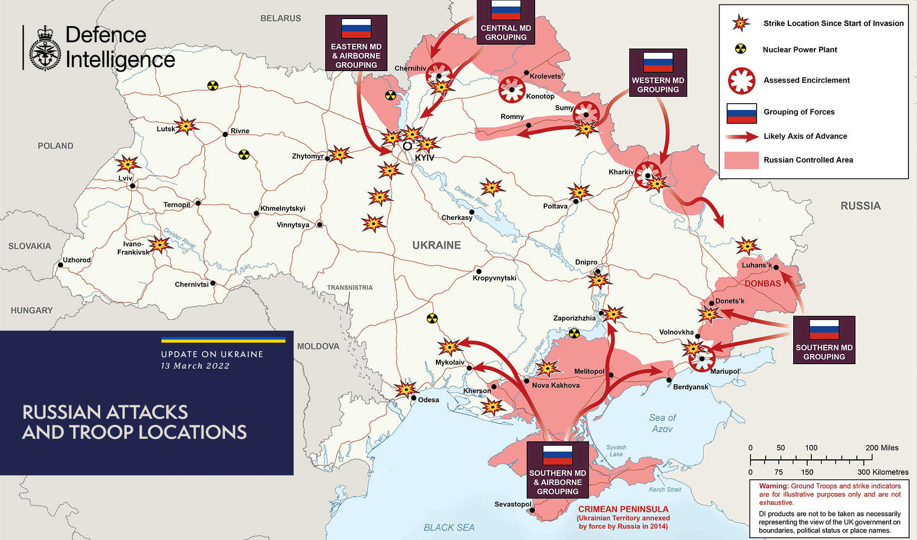 Russian attacks and troop locations.