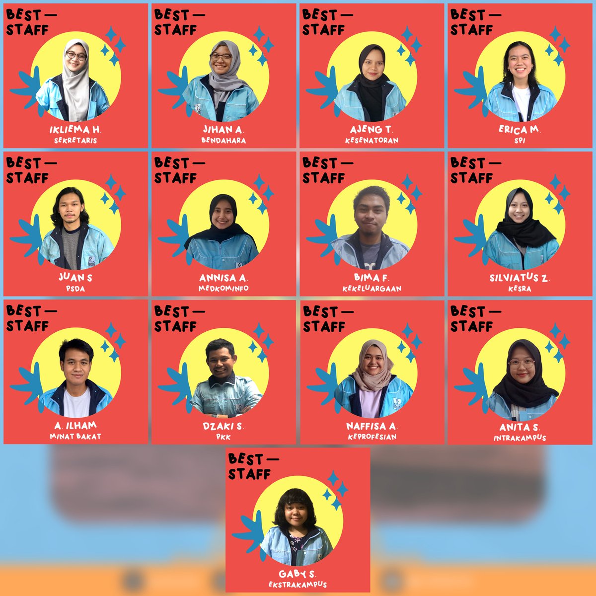 [BEST STAFF AND MAGANGERS]
Selamat untuk para best staff &amp; best magangers yang telah berkontribusi secara aktif di bidang dan divisinya masing-masing.

Terima kasih sudah membantu pada bidang/divisi di BP "HMO" TRITON ITB 2021/2022

#PSDA
#HMOKapalTangguh