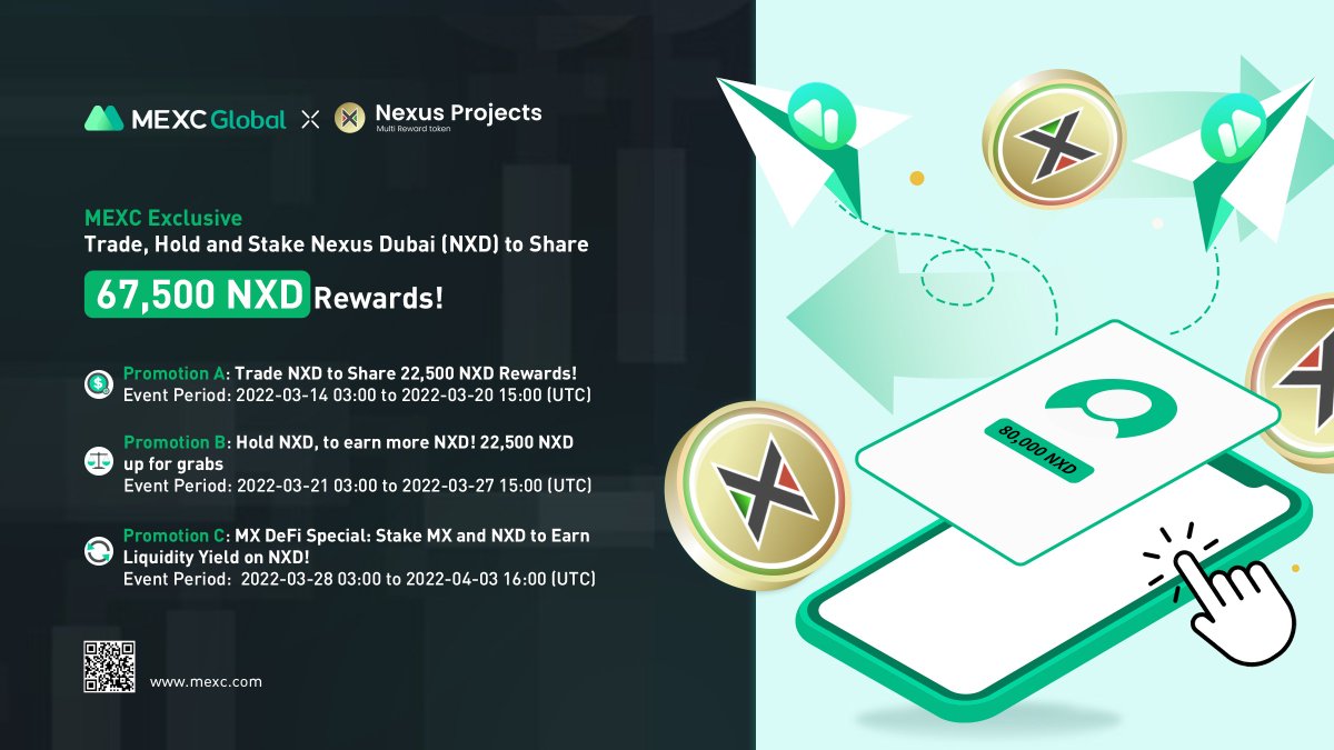 🔥MEXC Exclusive🔥

🚀Launching the @Nexus_Dubai Trade, Hold and Stake Contest - 67,500 $NXD to be Won!

🔗Details➡️bit.ly/3q22EYP
💚Sign up with referral code: bit.ly/3surL8j

#NexusDubai #NXD #MEXC #Cryptos #Giveaway