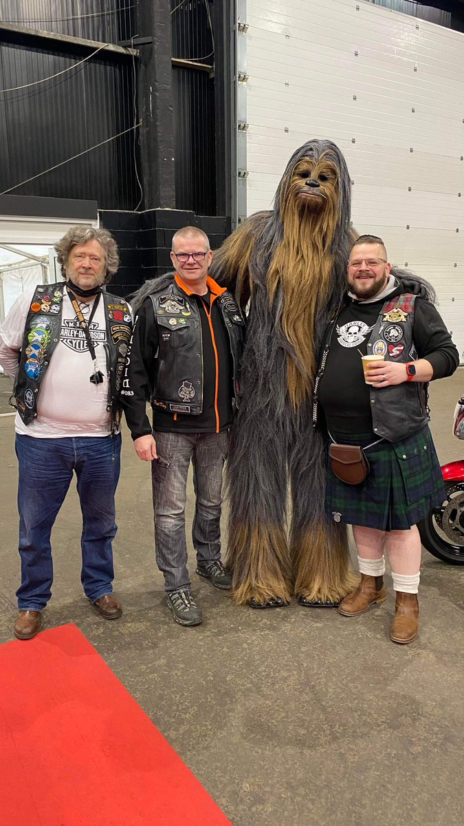 DunedinChapter's tweet image. Well we’ve met @SusanCalman in Glen Coe last year, and today at the Scottish Bike Show in Edinburgh who dropped in? Just Judge Dredd with some of his Star Wars mates…